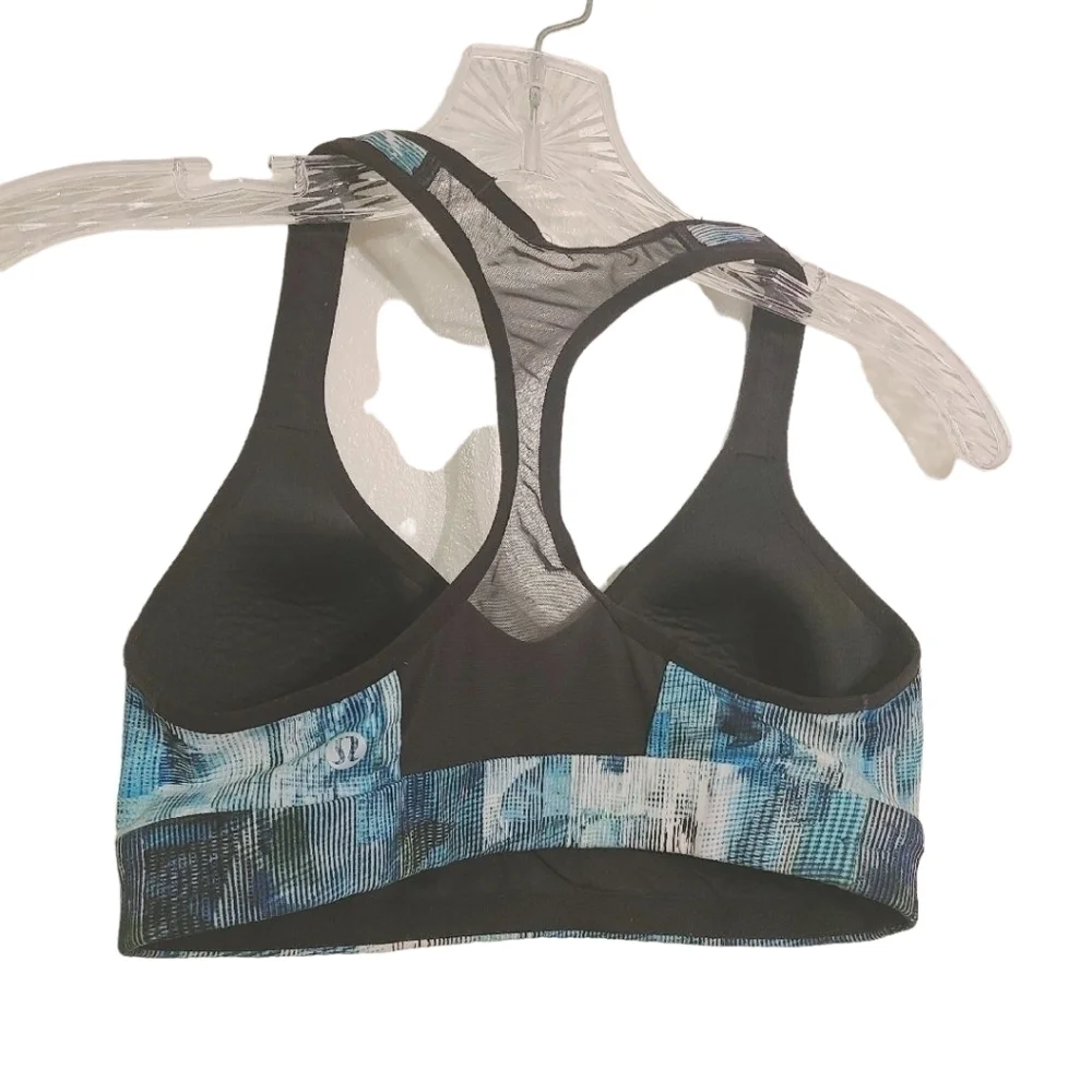 Lululemon | Sun Dazed Multi Blue Printed Mesh Racerback Sports Bra (Size 4)